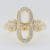 14K Yellow Gold Semi Mount Ring Setting Oval OV 7x5mm Twin Stone Moi et Toi Ring - Syzjewelry